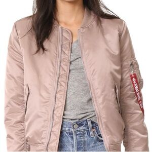 REVERSIBLE‼️ NWT ALPHA INDUSTRIES Flight Bomber Jacket in Rose Gold, Size Medium